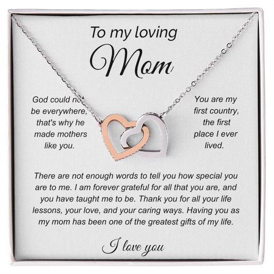 To My Loving Mom | I Love You - Interlocking Hearts necklace